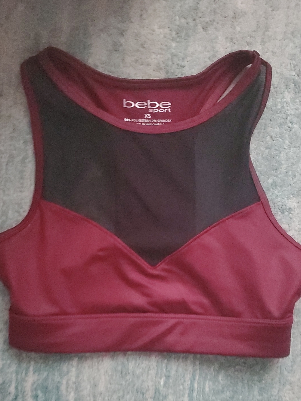 bebe Sport Maroon Mesh-Inset High Neck Sports Bra